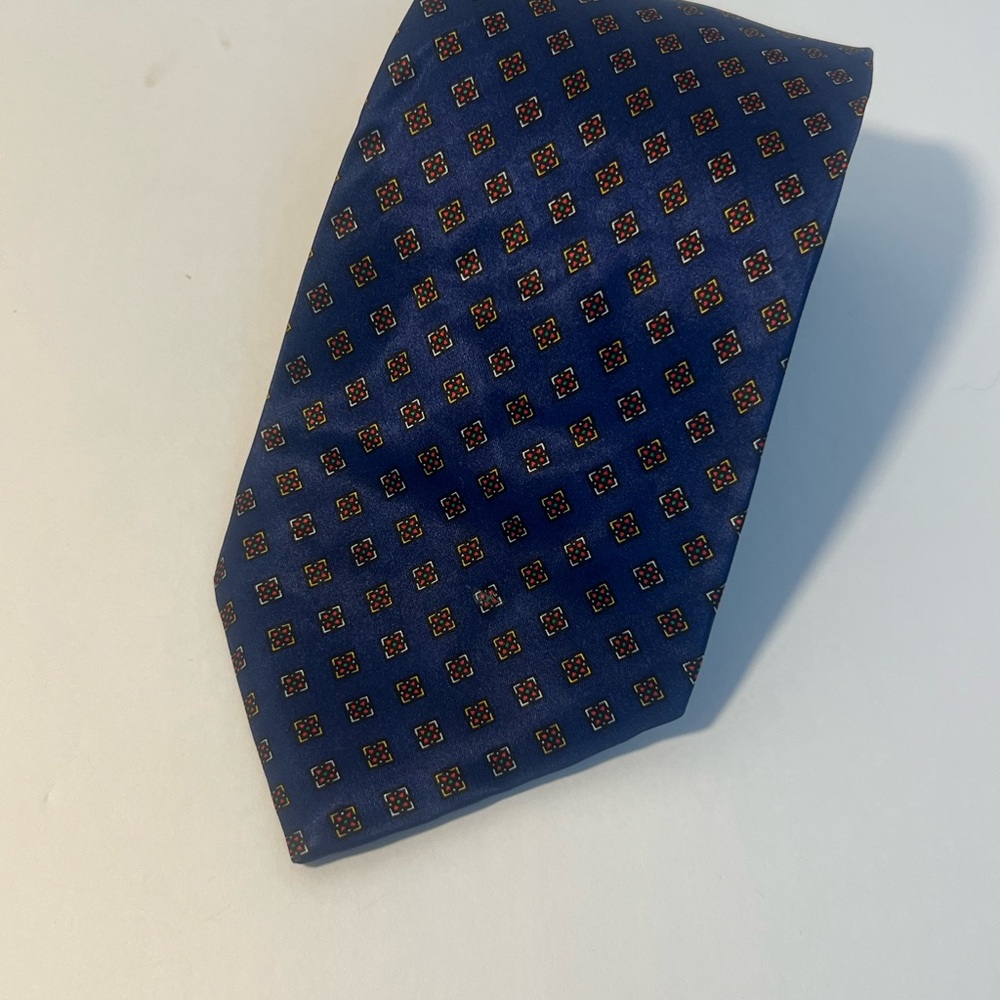 Domenico Vacca Classic Blue Geometric Men's Tie 100% Silk Made in Italy